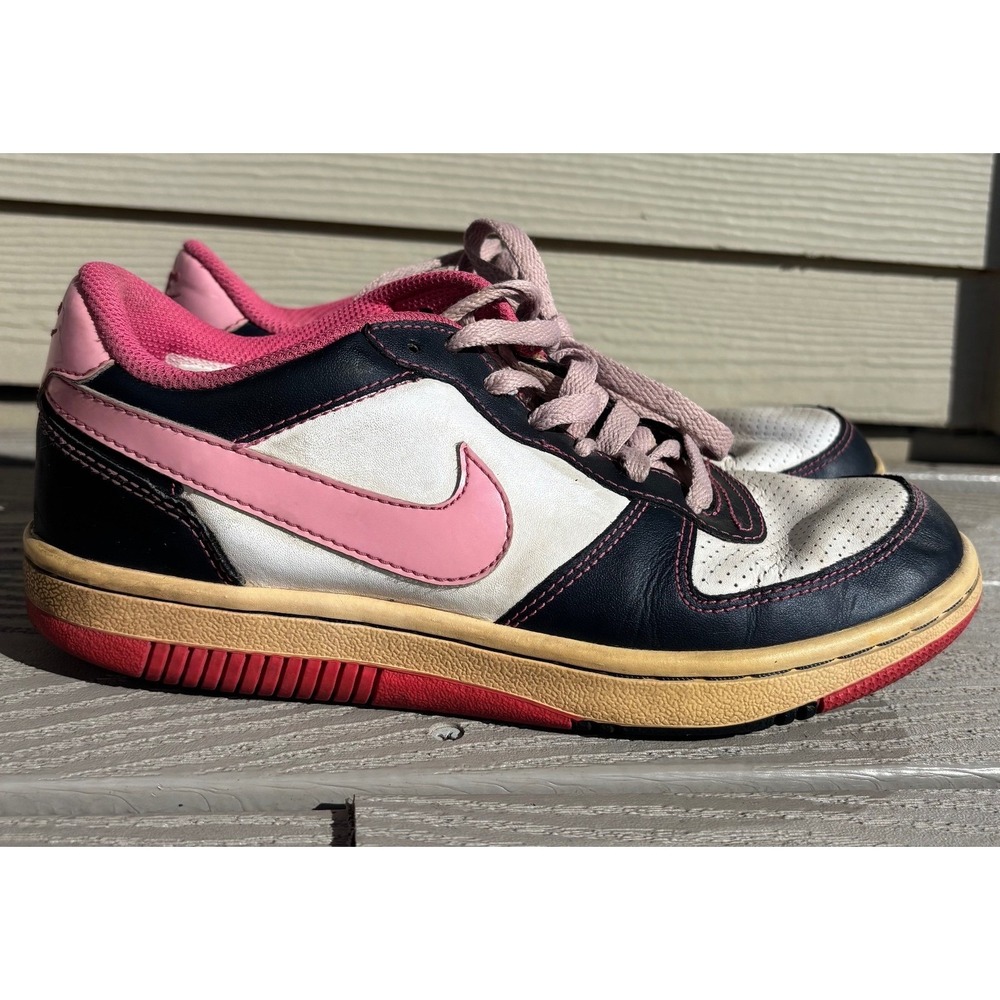 Nike Sneakers Women's 8‎ Dunk Low White Pink Blue Lace Up Leather 349660-161